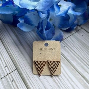 Meng Nina Chevron Triangle Design Earrings NWT - Gold & White Earrings - NEW